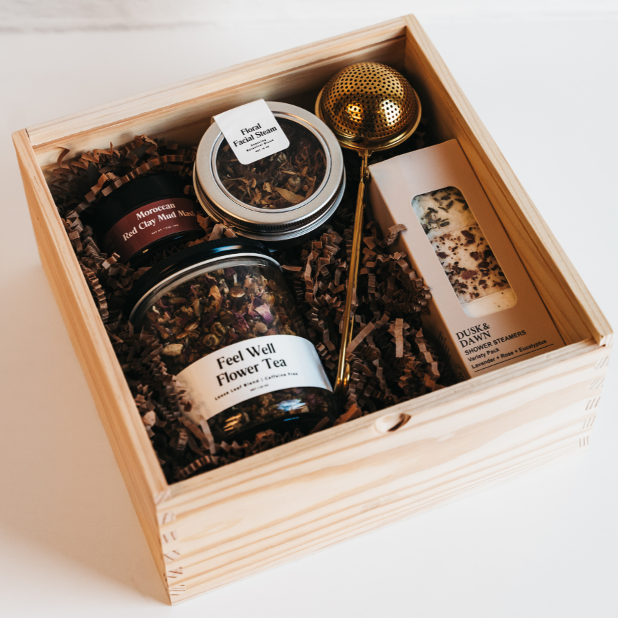 Botanical Beauty Wooden Gift Crate - Boxed Bliss Creations