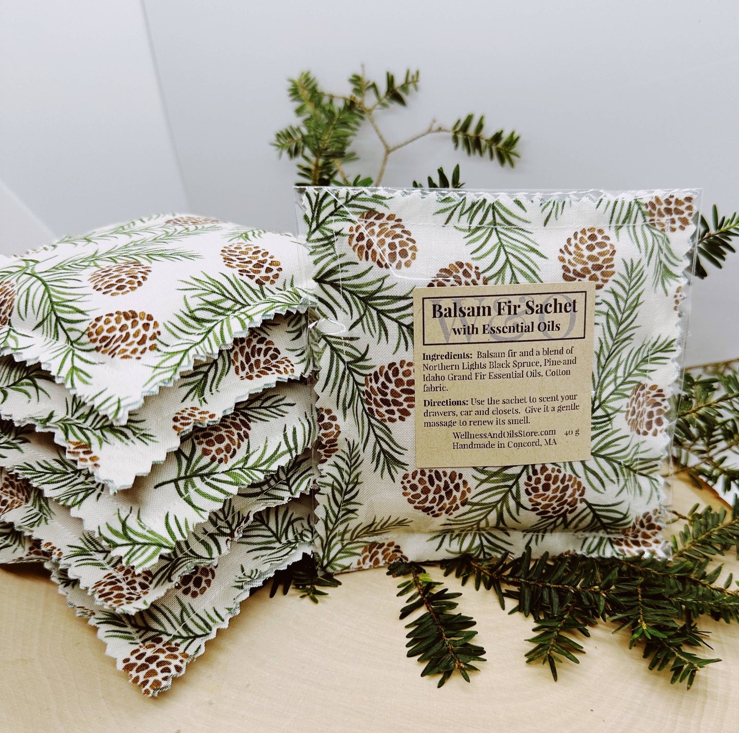 Balsam Fir Sachet Infused with Essential Oils- Evergreen