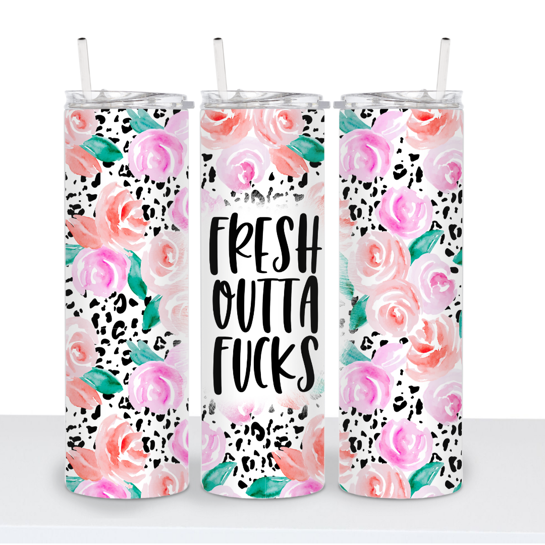 Fresh Outta Fucks Matte Funny Skinny Tumbler - Boxed Bliss Creations