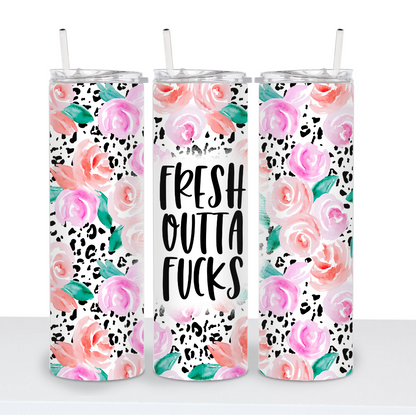 Fresh Outta Fucks Matte Funny Skinny Tumbler - Boxed Bliss Creations