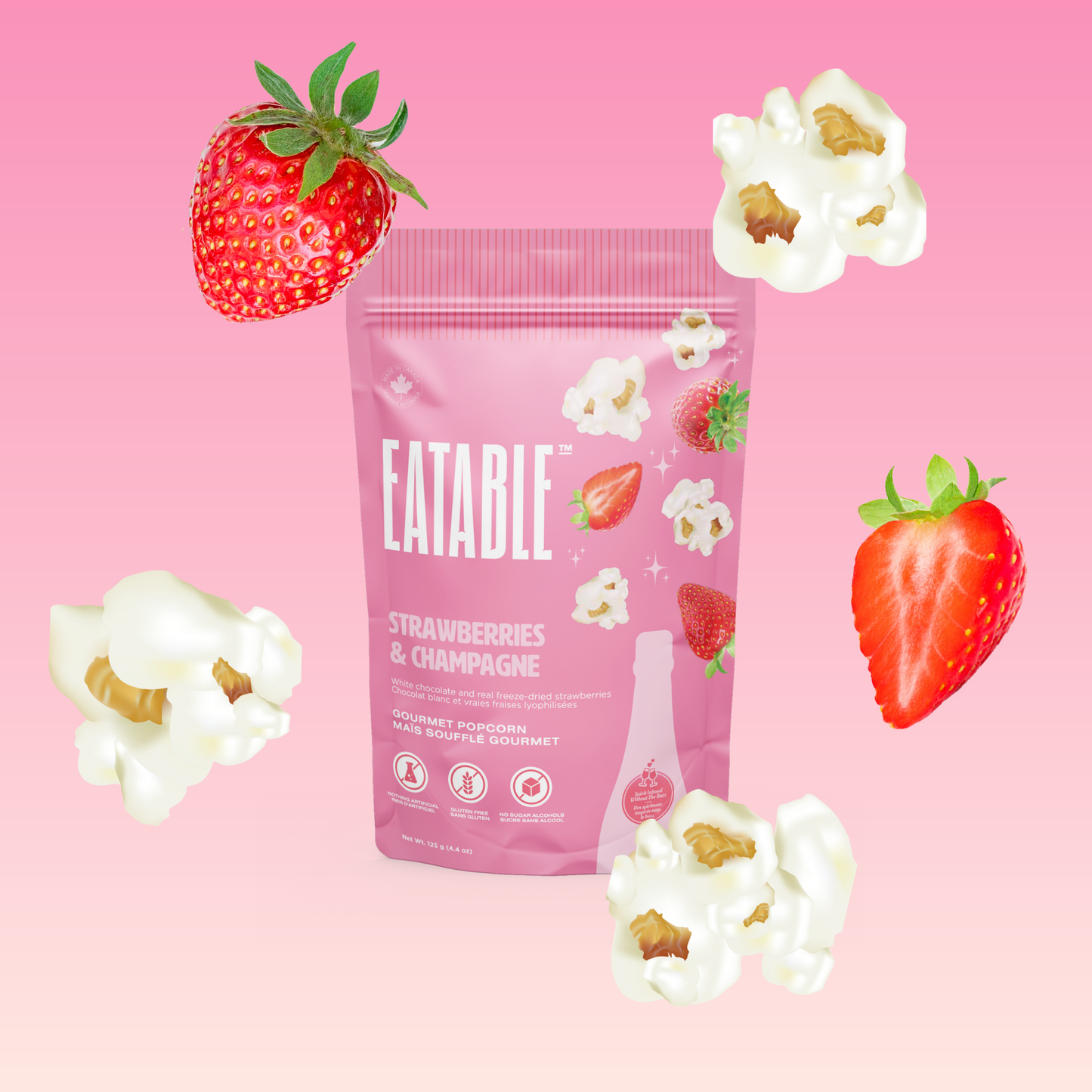 Strawberries & Champagne - Gourmet White Chocolate Popcorn