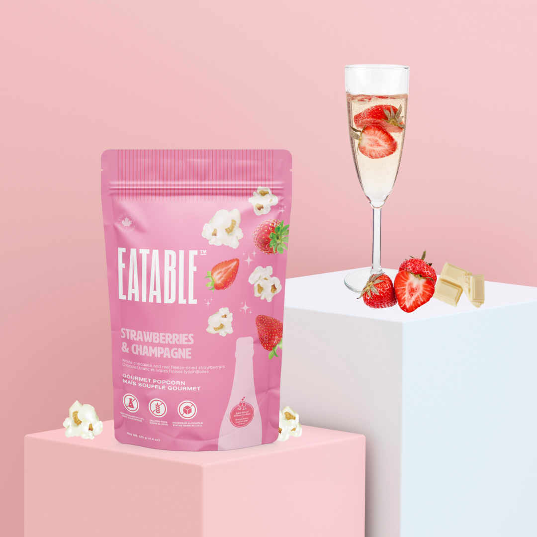 Strawberries & Champagne - Gourmet White Chocolate Popcorn