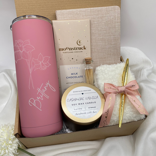 Birth Flower Personalized Tumbler Gift Box