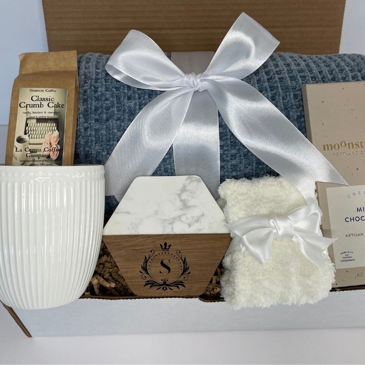 Custom Engraved Marble Coaster Gift Box, "Open Sky" - Boxed Bliss Creations